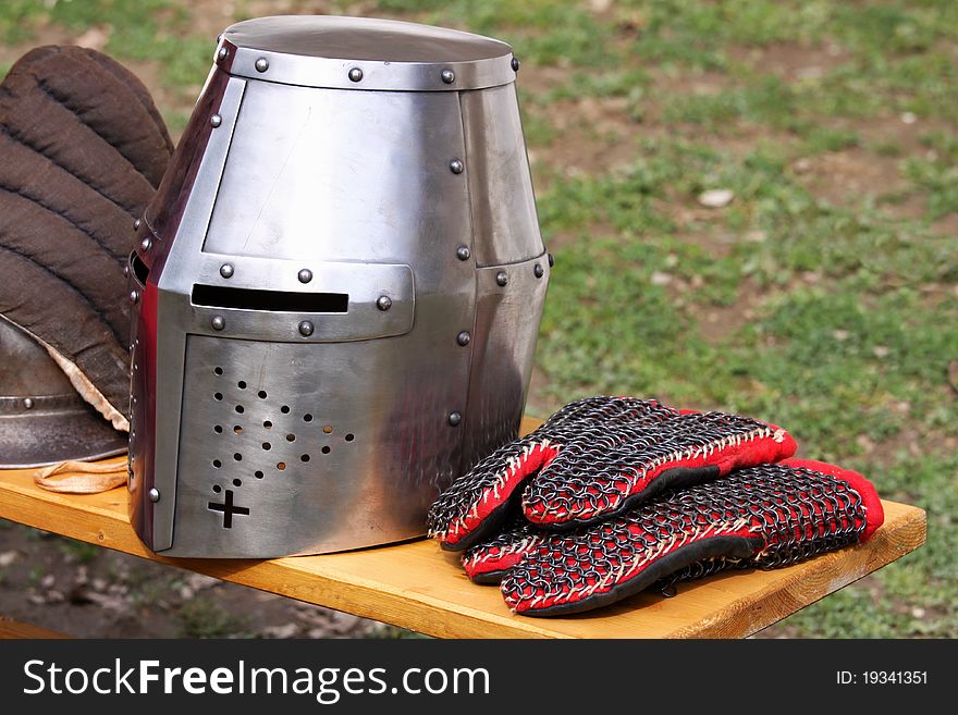 Equipment medievalÂ´s knight, protection clothing. Equipment medievalÂ´s knight, protection clothing