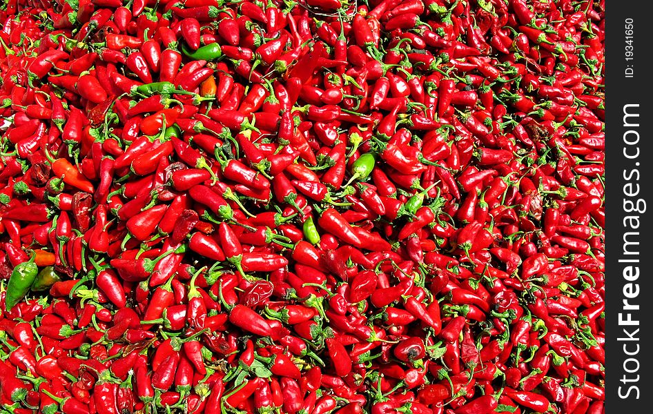 Chilli and pepper on a market