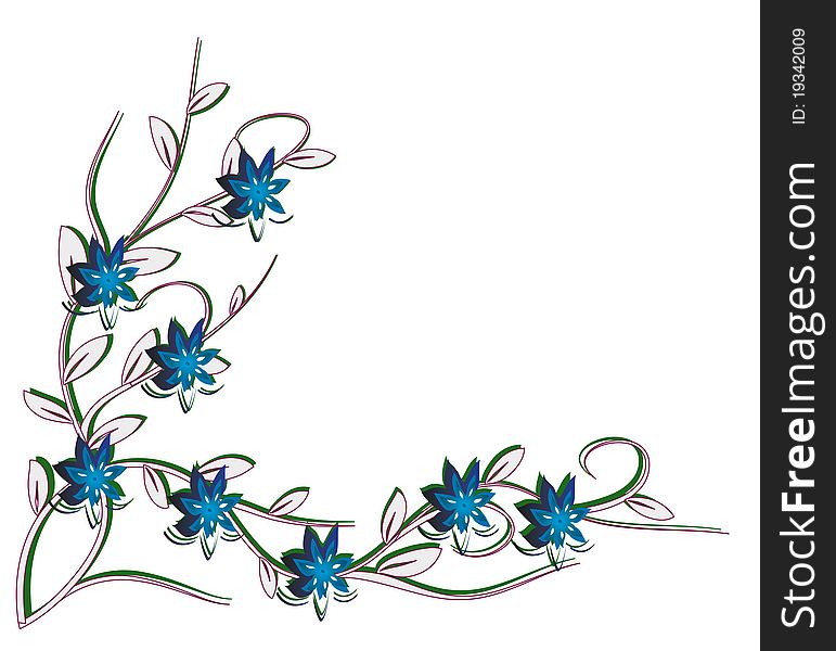 White background with blue flowers