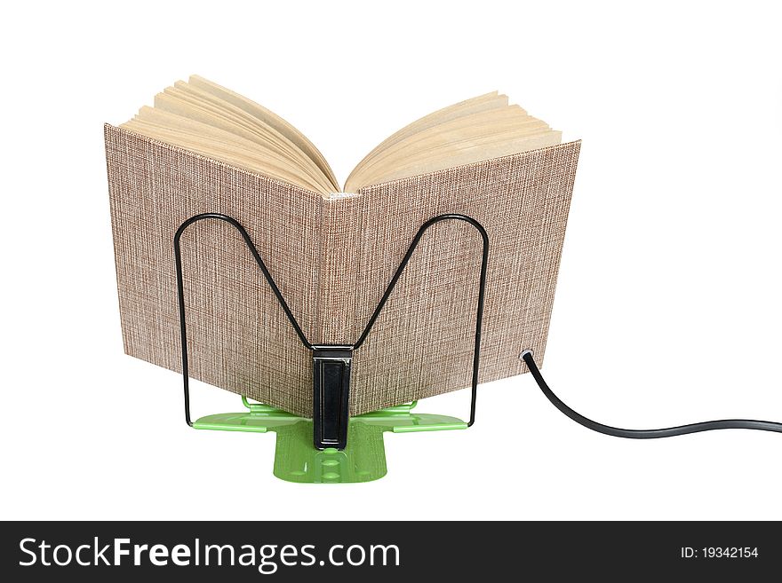 Book on a stand with an electric wire. Book on a stand with an electric wire