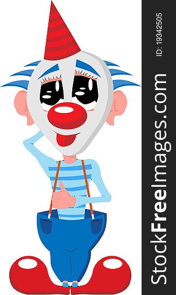 The funny cartoon clown on white background