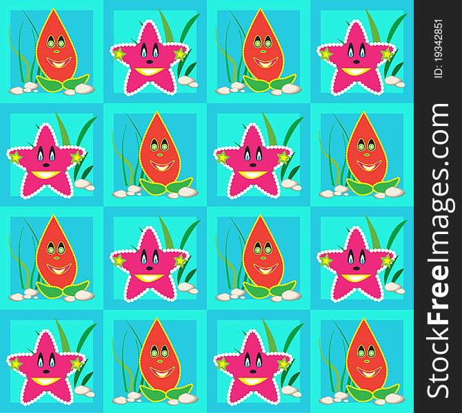 Cartoon colorful starfishes seamless pattern. Cartoon colorful starfishes seamless pattern