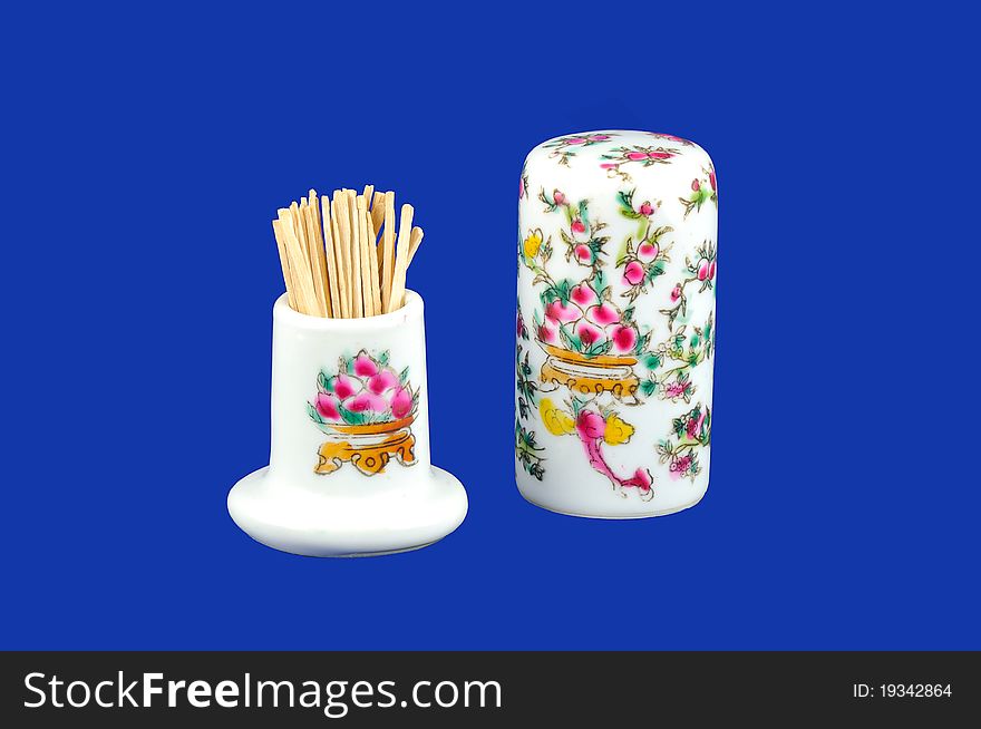 Toothpicks In antique porcelain chinaware. Toothpicks In antique porcelain chinaware