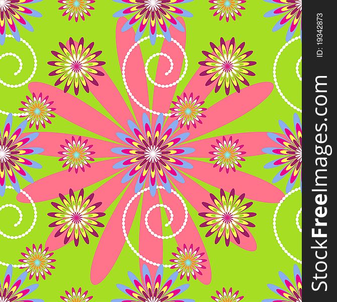 Flower seamless pattern with swirls. Flower seamless pattern with swirls