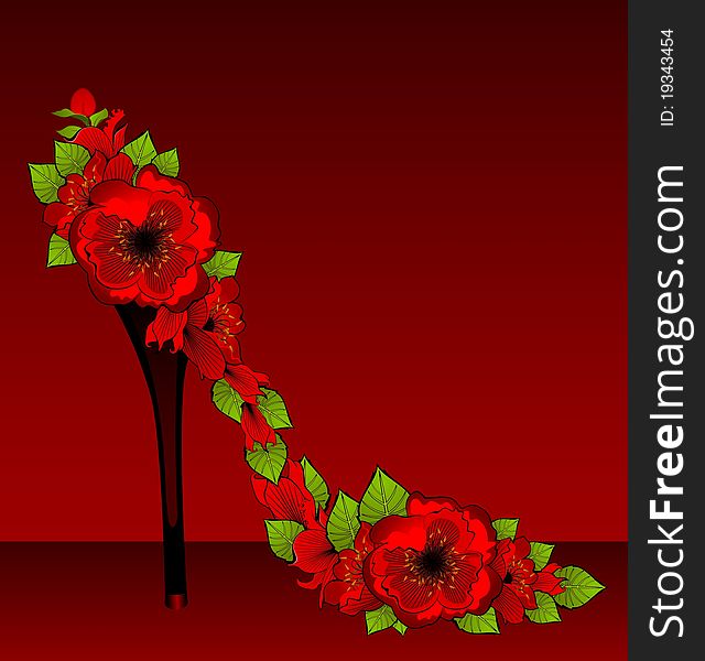High heel from beautiful flowers,illustration
