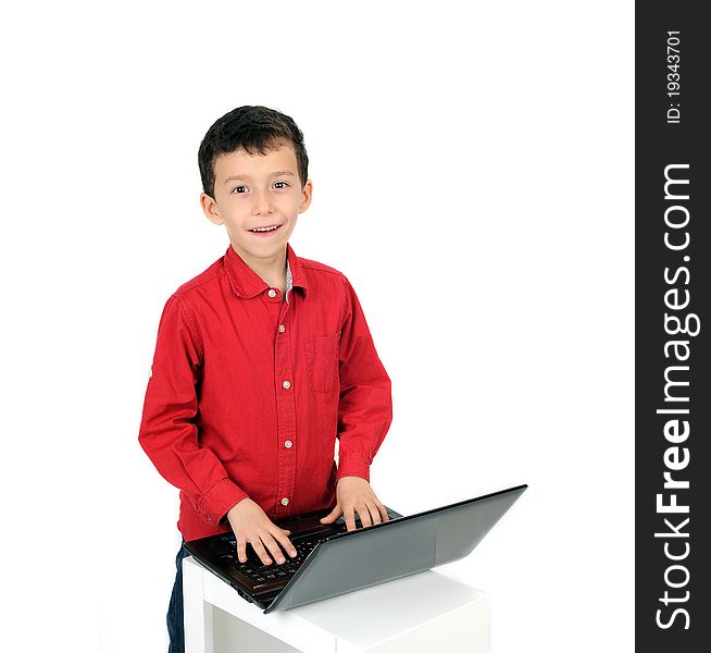 A young child learning happy in your laptop