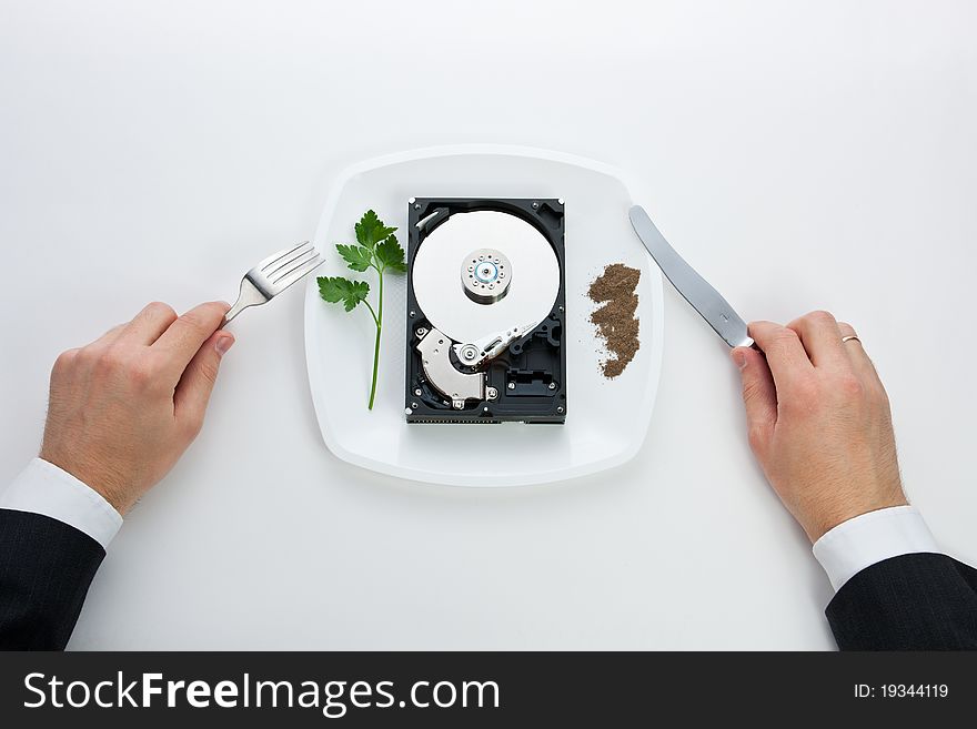 Hard Drive Is On A Plate