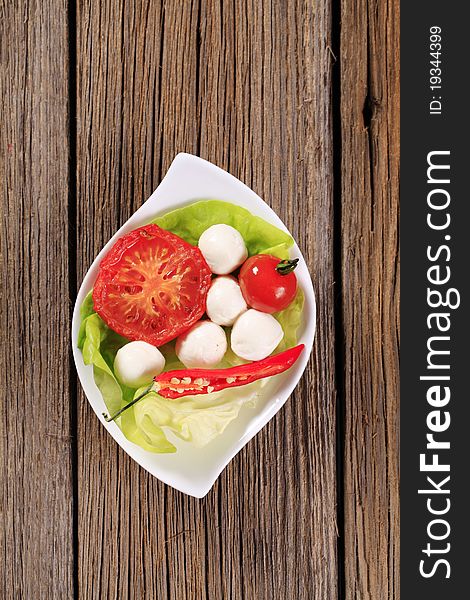 Vegetarian appetizer - Mozzarella cheese and tomato