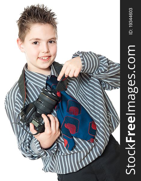Portrait of boy with camera. Portrait of boy with camera