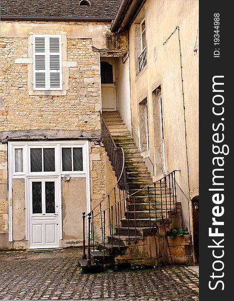 Steps Leading to an Apartment in Beaune, France. Steps Leading to an Apartment in Beaune, France