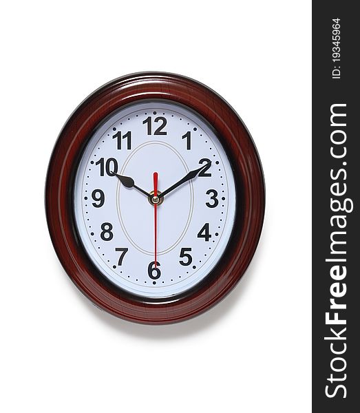 Closeup of nice modern clock isolated on white background with clipping path