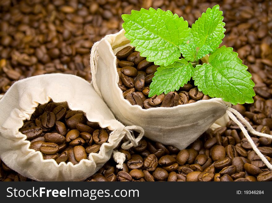 Coffee and herbs in bags