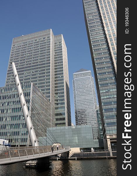 Bridge over West India Docks in Londonâ€™s Docklands. Bridge over West India Docks in Londonâ€™s Docklands