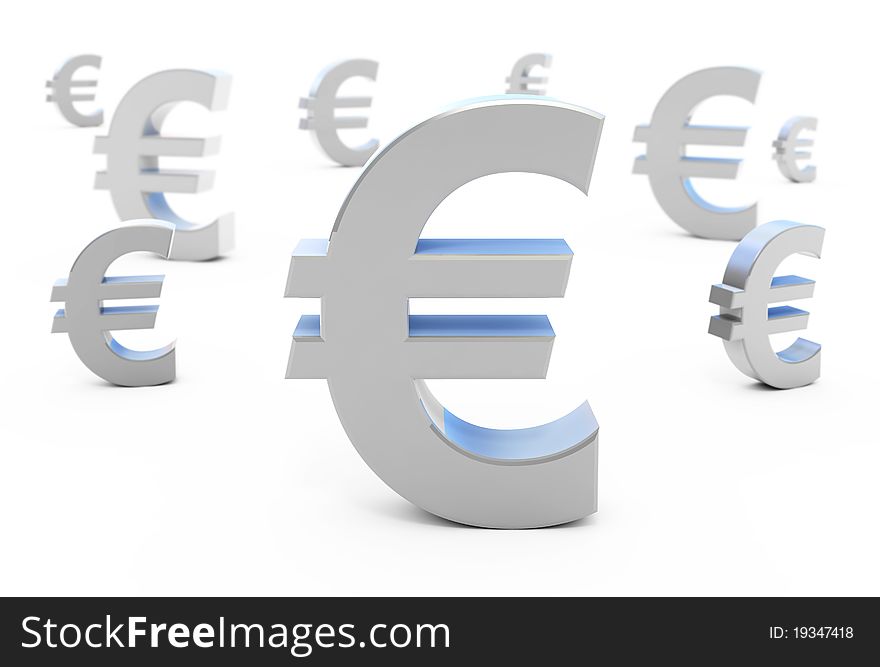 Euro currency signs isolated on white