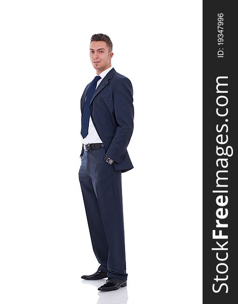 Business Man Standing With Hands In Pocket