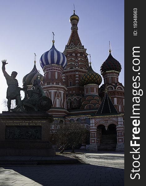 Monument to Minin and Pozharsky is a bronze statue on Red Square of Moscow right in front of Saint Basil's Cathedral.