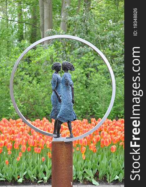 Sculpture with dutch tulips