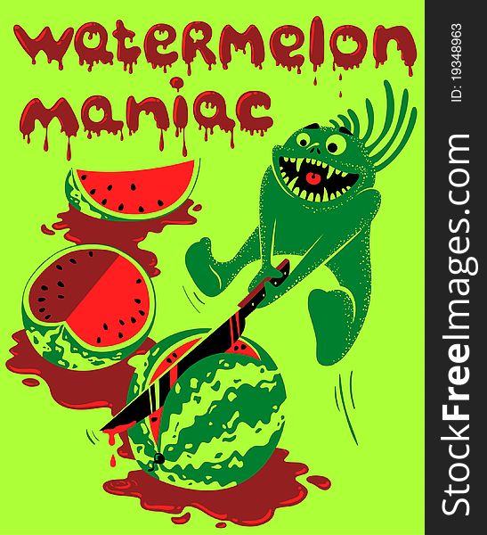 Cute green monster - watermelon maniac