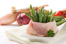 French Beans With Wrapped Ham Stock Photos French Beans With Wrapped Ham Stock Photos