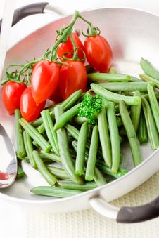French Beans Inside A Pan Stock Photo French Beans Inside A Pan Stock Photo