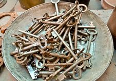 A Lot Of Old Brass Key Stock Photos