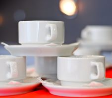 Three White Porcelain Tea Cups Royalty Free Stock Image Three White Porcelain Tea Cups Royalty Free Stock Image