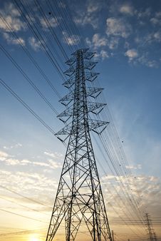 High Voltage Electric Power ,sunset Royalty Free Stock Image High Voltage Electric Power ,sunset Royalty Free Stock Image