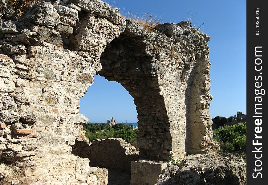 The remains of the ancient city of Side, Turkey. The remains of the ancient city of Side, Turkey