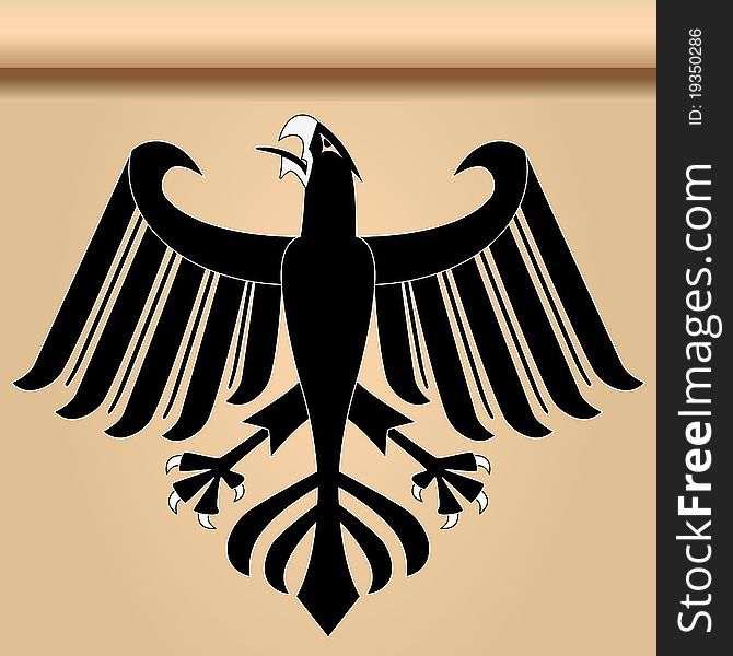 Silhouette of heraldic eagle on light-coloured background