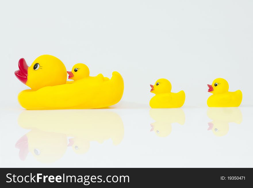 The yellow rubber duck toys. The yellow rubber duck toys