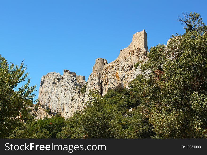 CatarrhÂ´s Castle Peyrepertuse on high rock