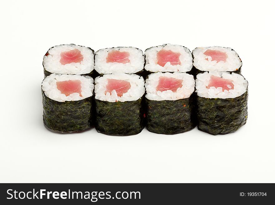 Set of rolls with rice and tuna. Set of rolls with rice and tuna