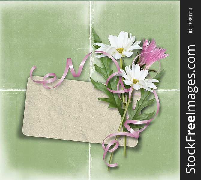 Retro card with flowers and space for text or photo. Retro card with flowers and space for text or photo