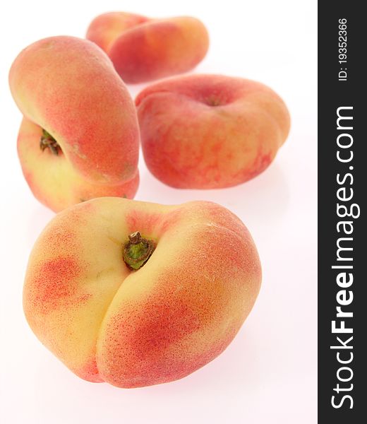 Group of wild, flat or mountain peaches. Group of wild, flat or mountain peaches