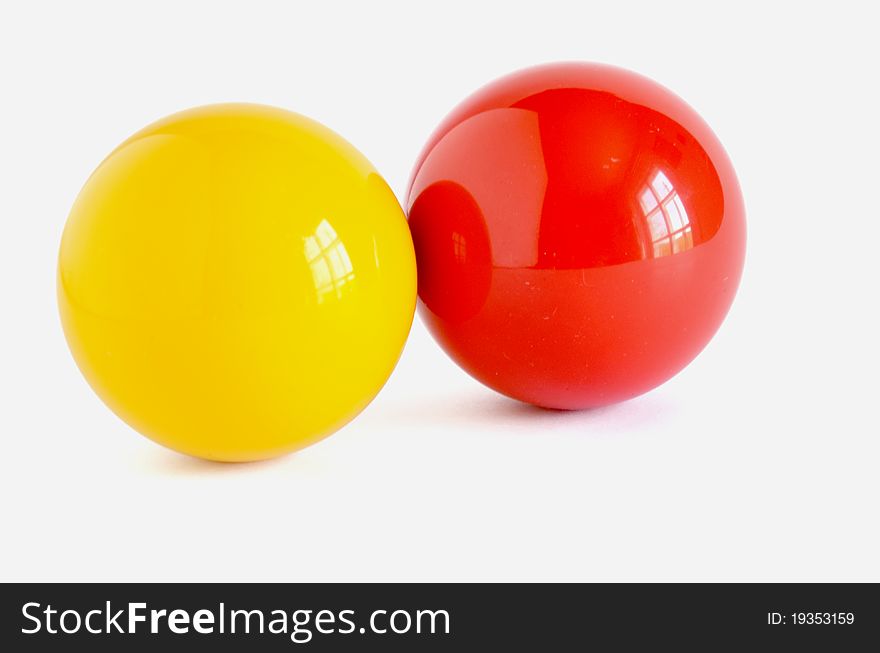 Yellow and red cue bill on white background