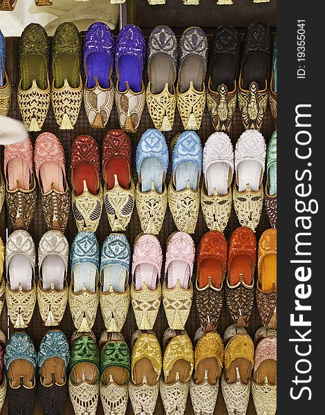 Colorful Shoes In Souk ,Dubai,United Arab Emirates