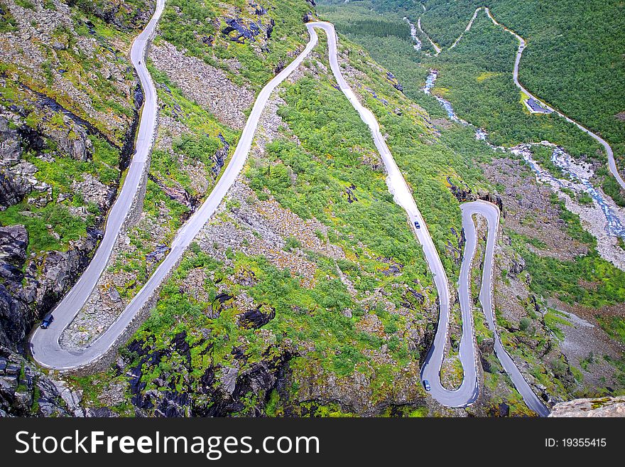 Picturesque Norway mountain landscape. Trollstigen