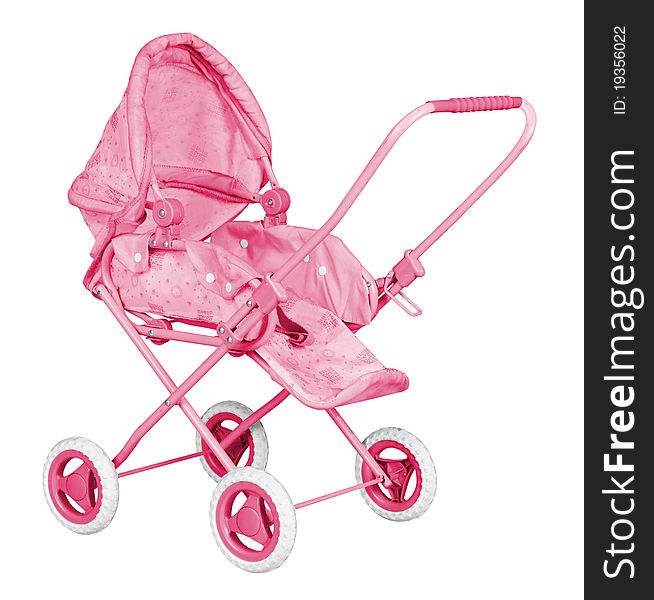 Pink Baby Carriage isolated on white background