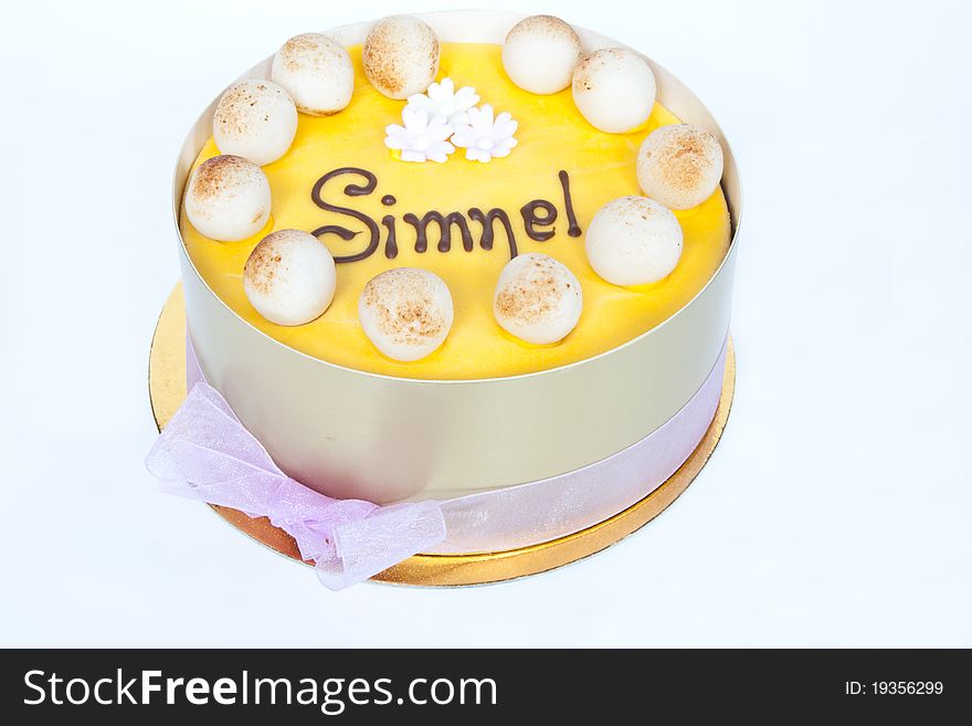 A traditional decorated Simnel cake, eaten at Easter in the United Kingdom