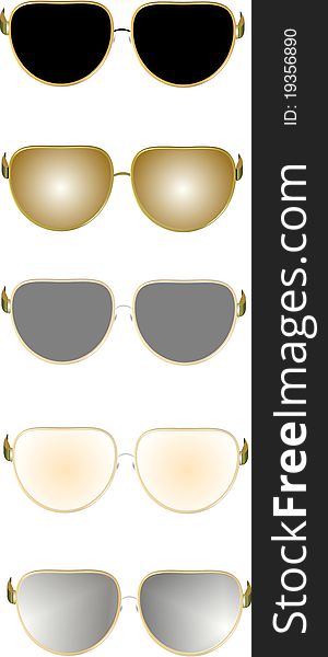 Sunglasses in 3d style in assorted colors on white