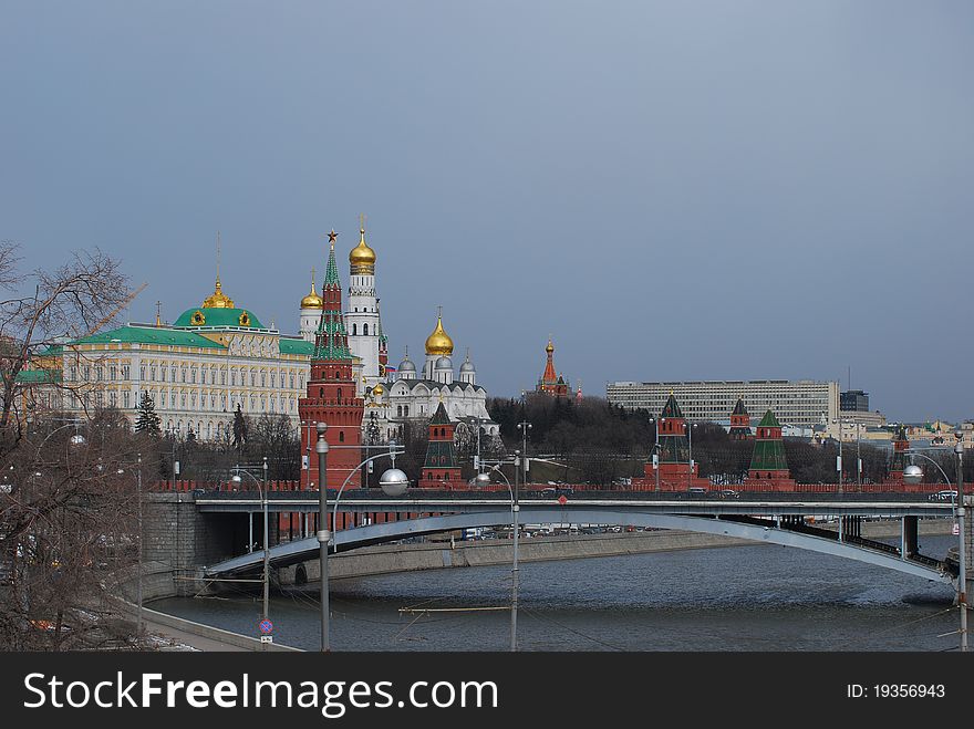 View at the Moscow kremlin from the moscow river