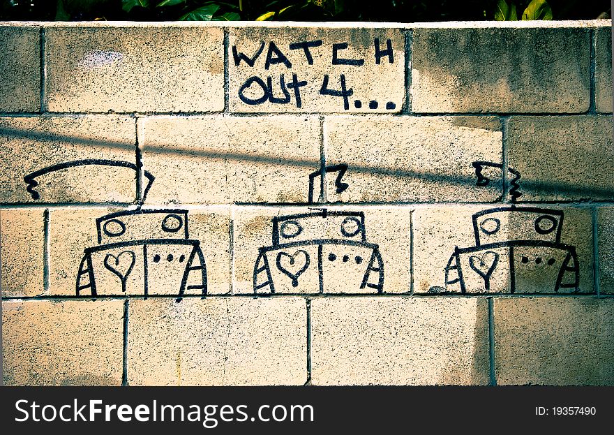 Honolulu beach robot wall paint