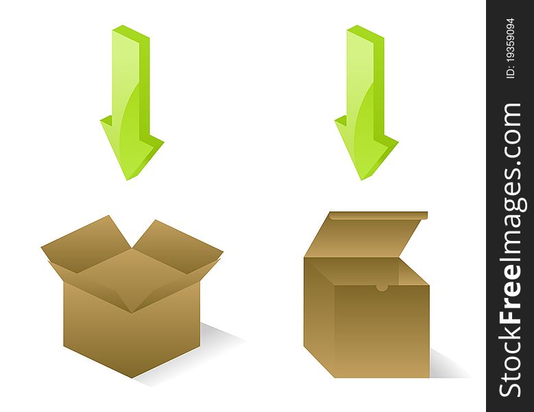 Icons of boxes for loading of files. A illustration. Icons of boxes for loading of files. A illustration