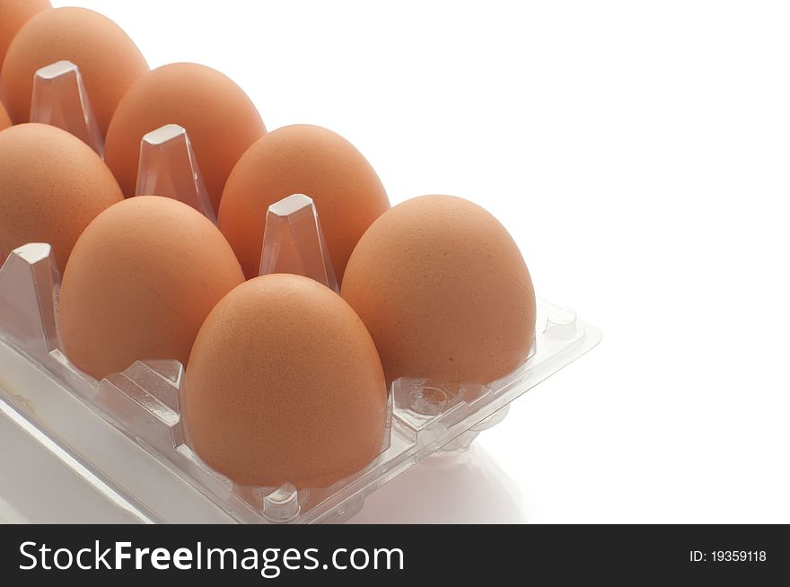 Fresh eggs packed into plastic container. Fresh eggs packed into plastic container