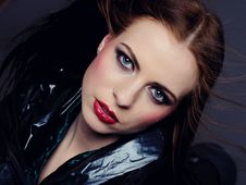 Beautiful Fashion Model With Elegant Make-up Royalty Free Stock Photography Beautiful Fashion Model With Elegant Make-up Royalty Free Stock Photography