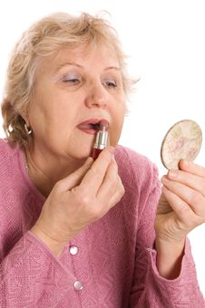 Elderly Woman Does A Make-up Royalty Free Stock Photo