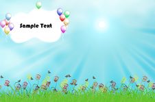 Balloon Above Grass Hill With Camomiles Royalty Free Stock Photography Balloon Above Grass Hill With Camomiles Royalty Free Stock Photography