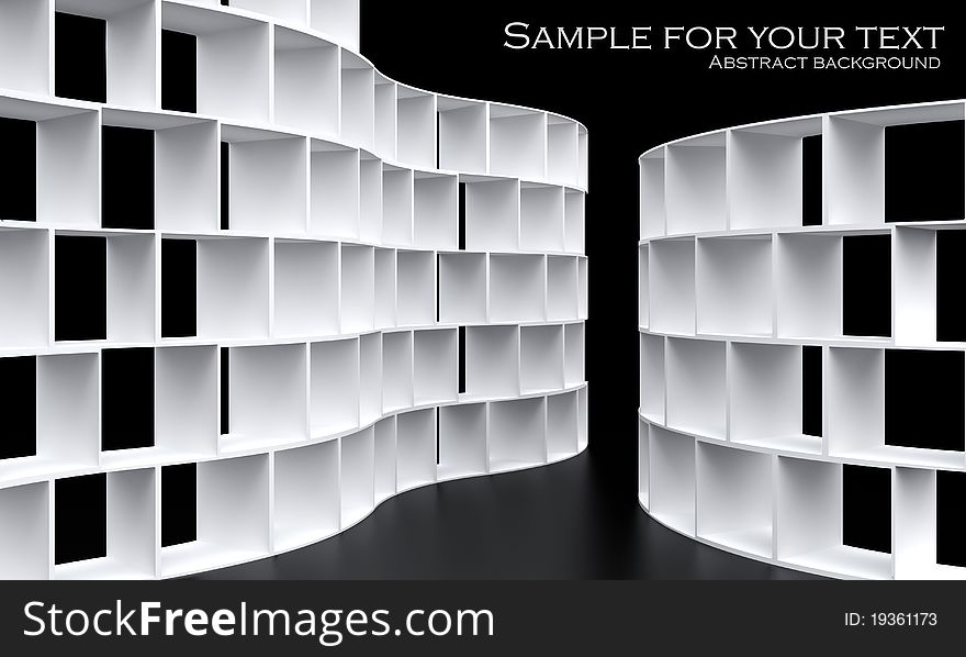 3d abstract black and white studuo interior. 3d abstract black and white studuo interior