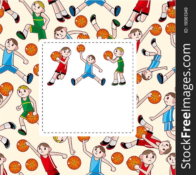 Cartoon basketball player card,vector drawing