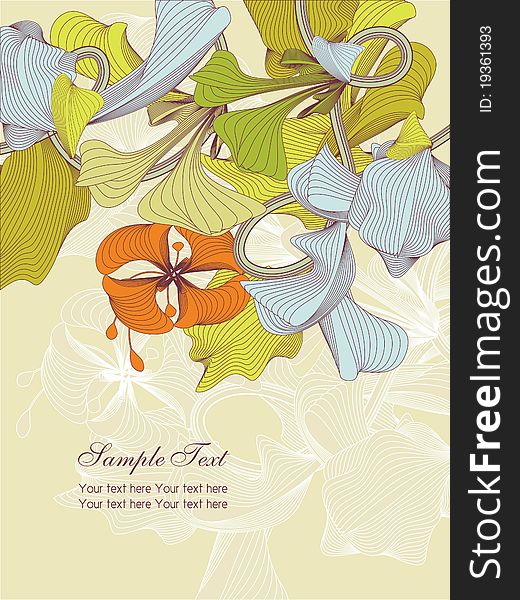 Background with flowers and leaves. Background with flowers and leaves